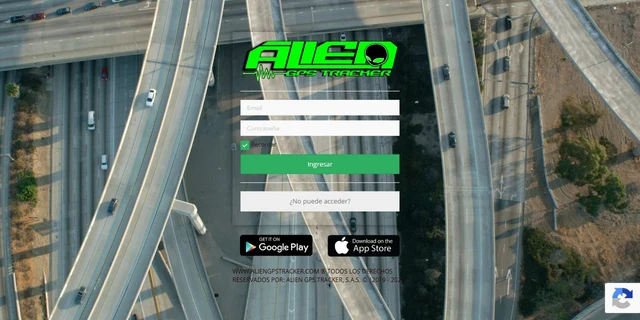 Captura de la pantalla de acceso a Alien GPS